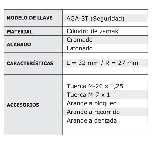 CERRADURA AGA 34,5mm 199M tubular A36 1993