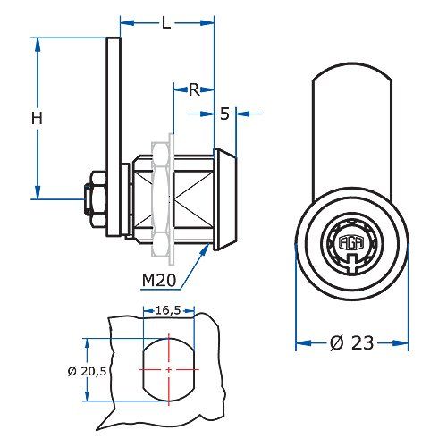 A36 1991S CERRADURA AGA 21,5mm  199 tubular serie