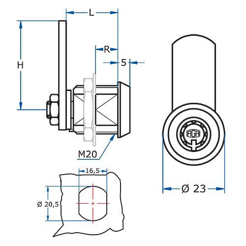 A36 1991 CERRADURA AGA 21,5mm  199 tubular